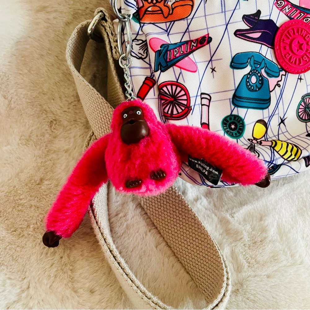 Kipling Keefe Crossbody Bag in Sweet Shop Print w/ Monkey Keychain - Picture 3 of 10